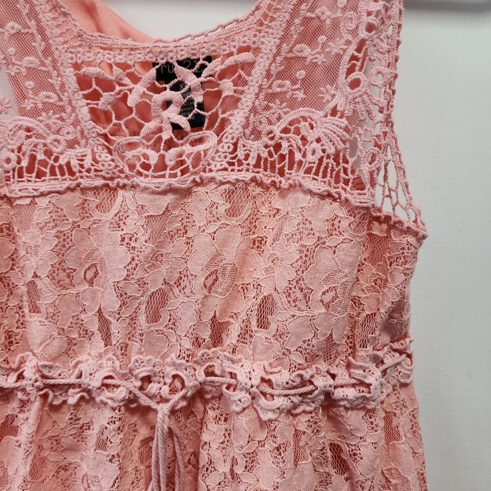 Rue21 salmon pink lace track blouse - Picture 2 of 4